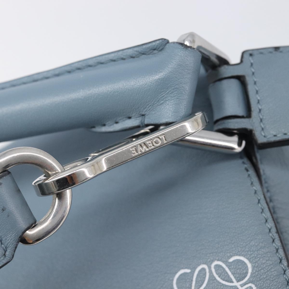 LOEWE Puzzle Bag Hand Bag Leather 2way Light Blue Silver Auth 210776M