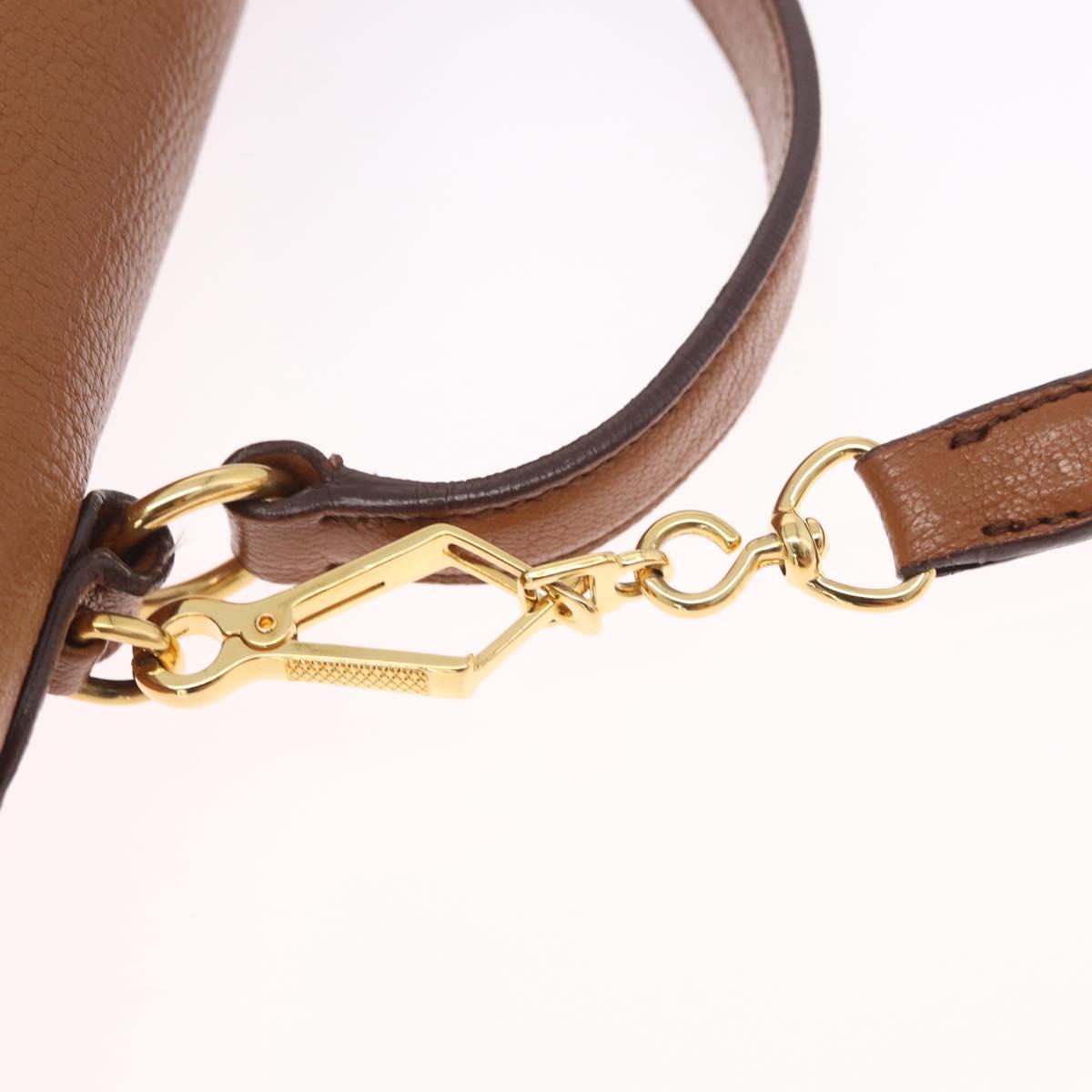 Miu Miu Madras Hand Bag Leather 2way Brown Gold Auth 210778V