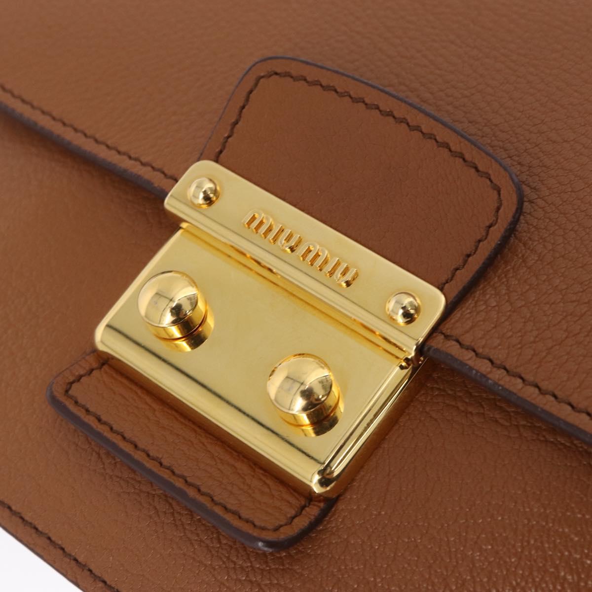 Miu Miu Madras Hand Bag Leather 2way Brown Gold Auth 210778V