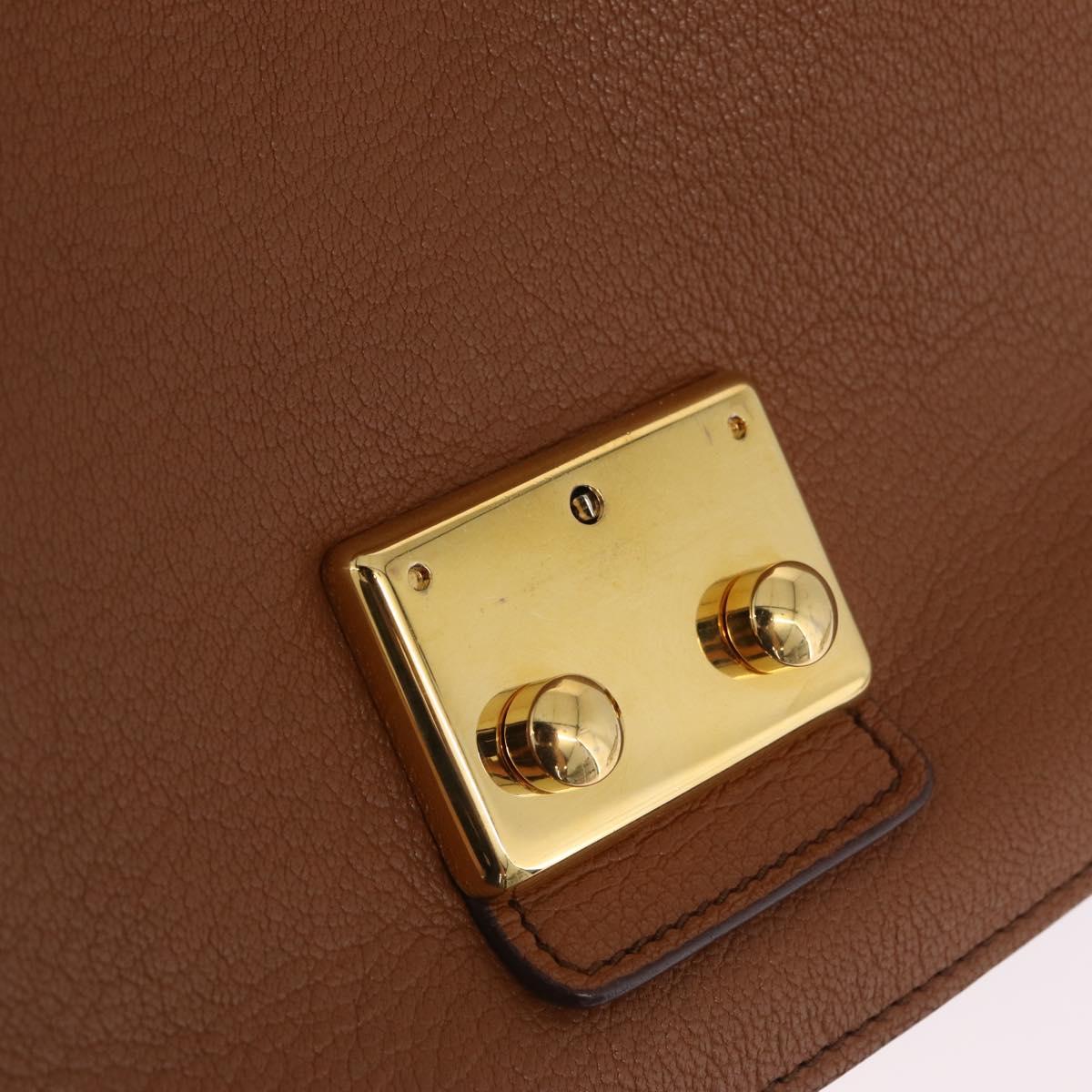 Miu Miu Madras Hand Bag Leather 2way Brown Gold Auth 210778V