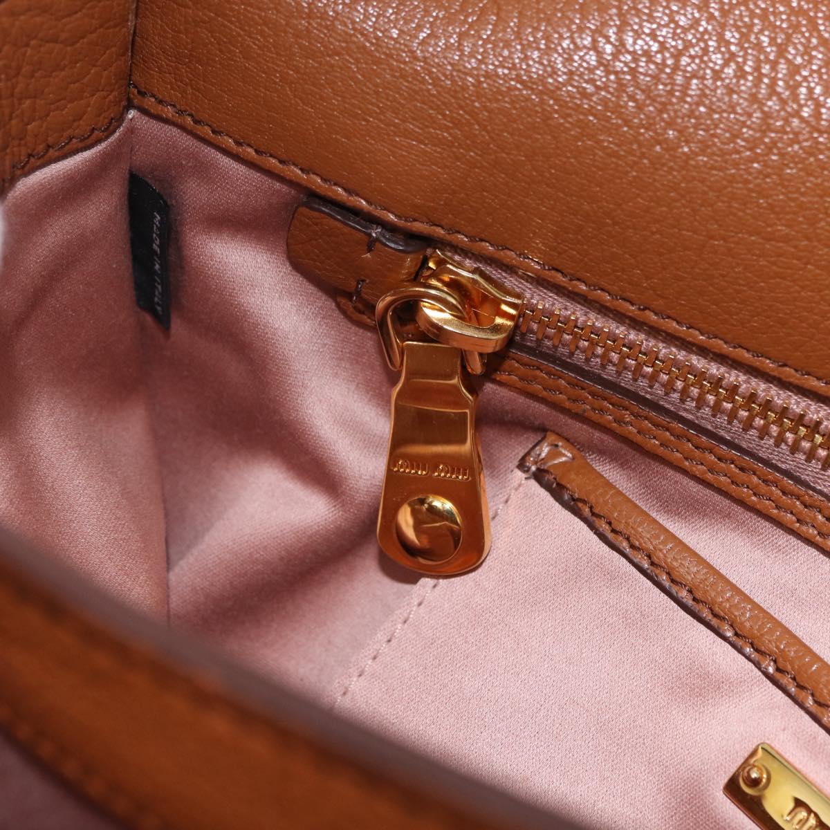 Miu Miu Madras Hand Bag Leather 2way Brown Gold Auth 210778V