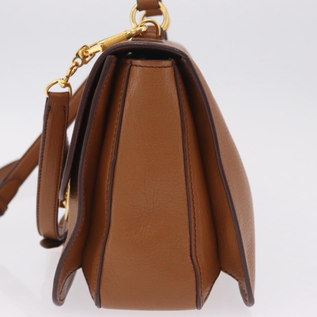 Miu Miu Madras Hand Bag Leather 2way Brown Gold Auth 210778V