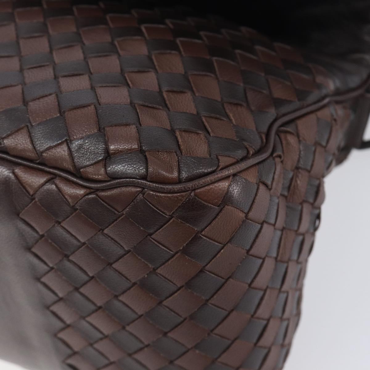 Bottega Veneta INTRECCIATO Shoulder Bag Leather Brown 142468 Auth 210785V