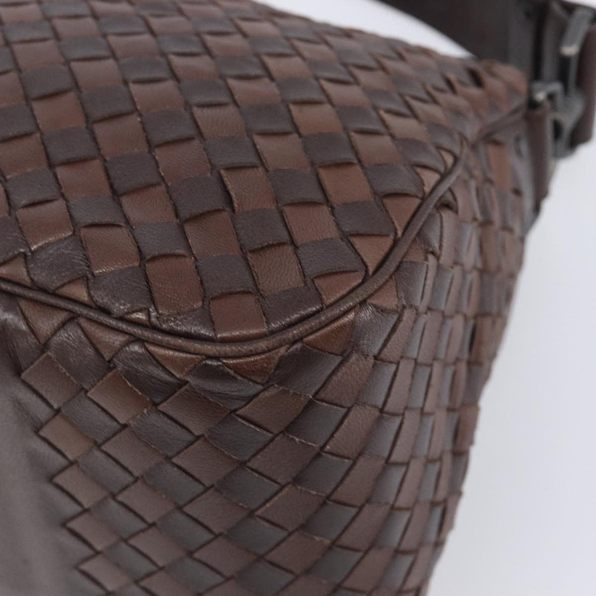 Bottega Veneta INTRECCIATO Shoulder Bag Leather Brown 142468 Auth 210785V