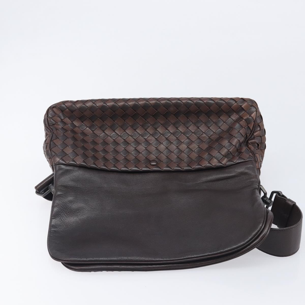 Bottega Veneta INTRECCIATO Shoulder Bag Leather Brown 142468 Auth 210785V