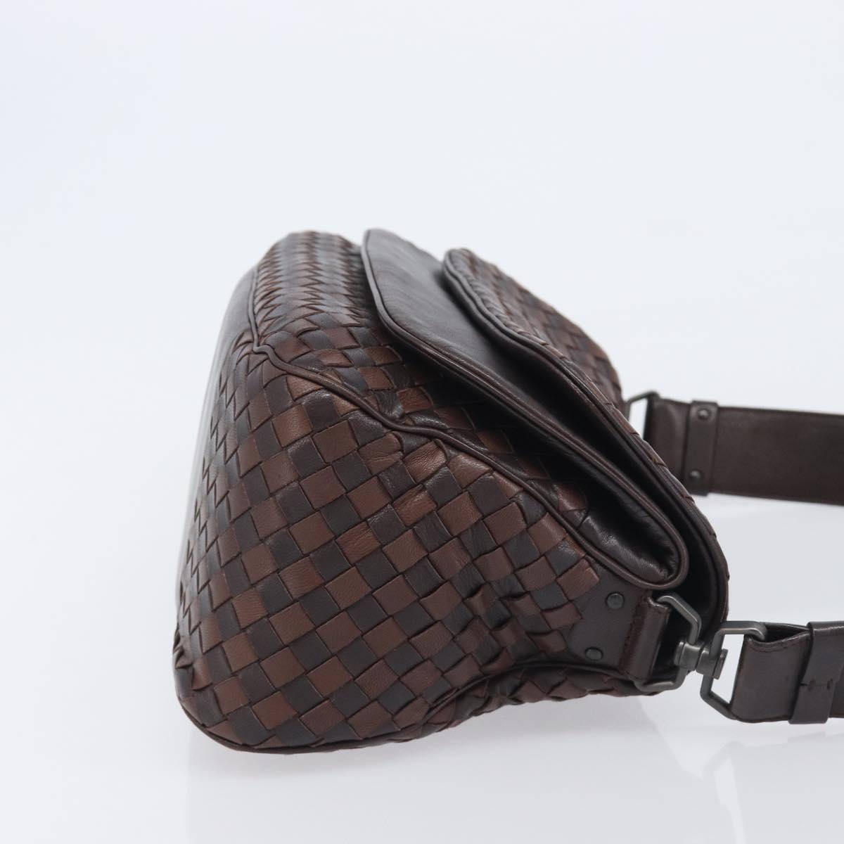 Bottega Veneta INTRECCIATO Shoulder Bag Leather Brown 142468 Auth 210785V