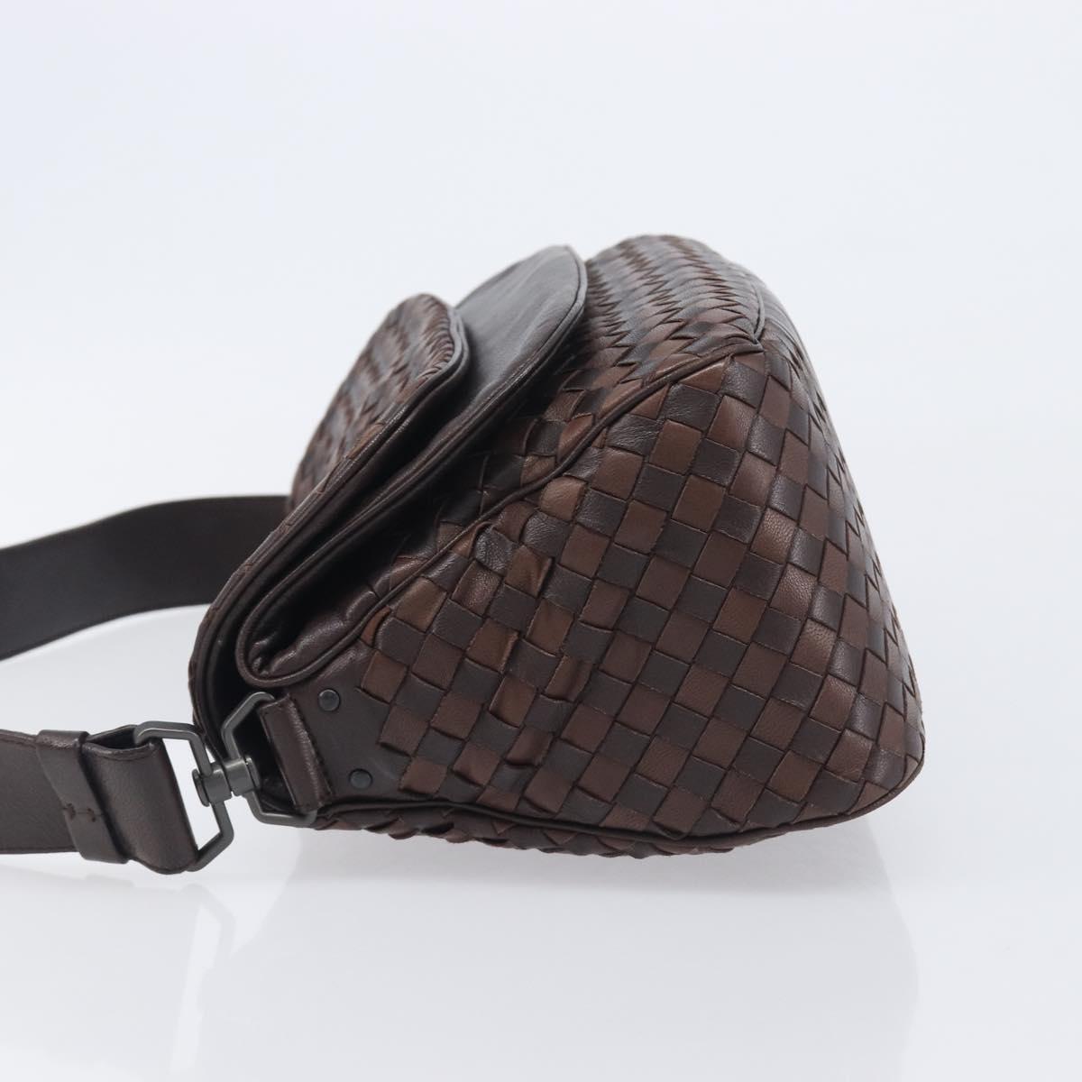 Bottega Veneta INTRECCIATO Shoulder Bag Leather Brown 142468 Auth 210785V