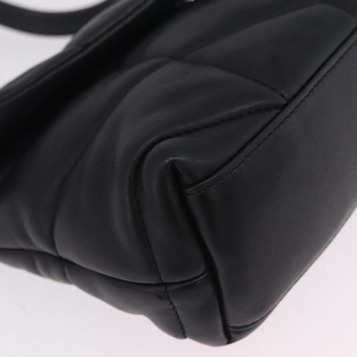 Saint Laurent Chain Lulu Shoulder Bag Leather Black Silver Auth 210788V