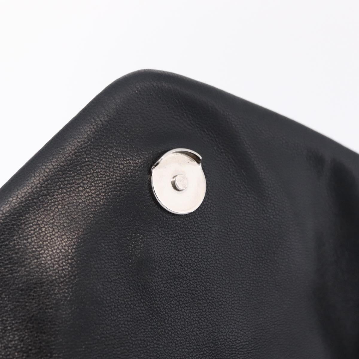Saint Laurent Chain Lulu Shoulder Bag Leather Black Silver Auth 210788V