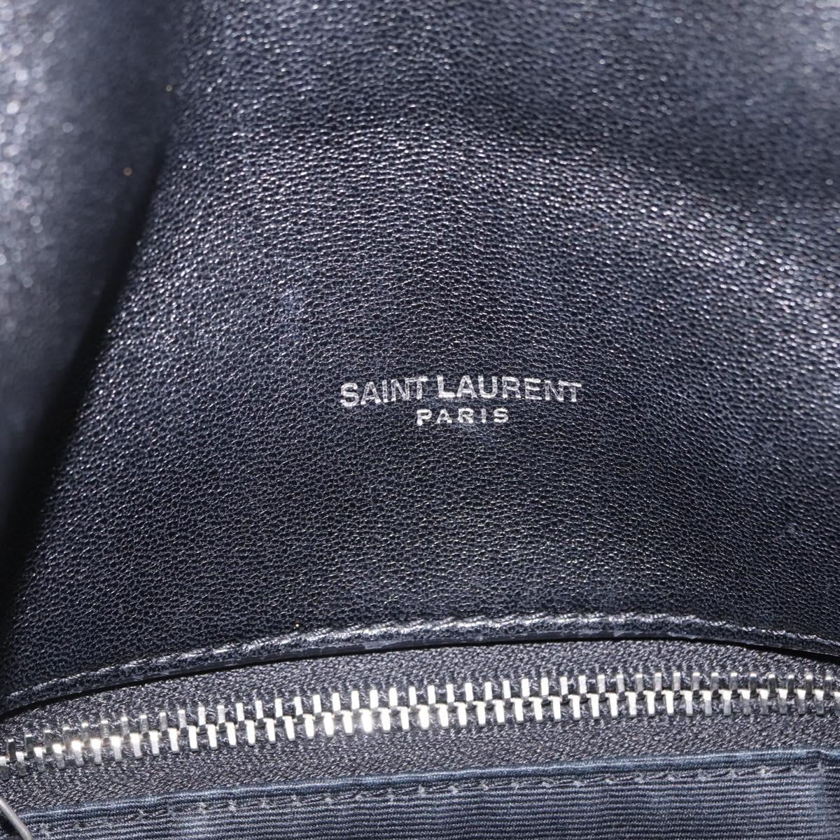 Saint Laurent Chain Lulu Shoulder Bag Leather Black Silver Auth 210788V