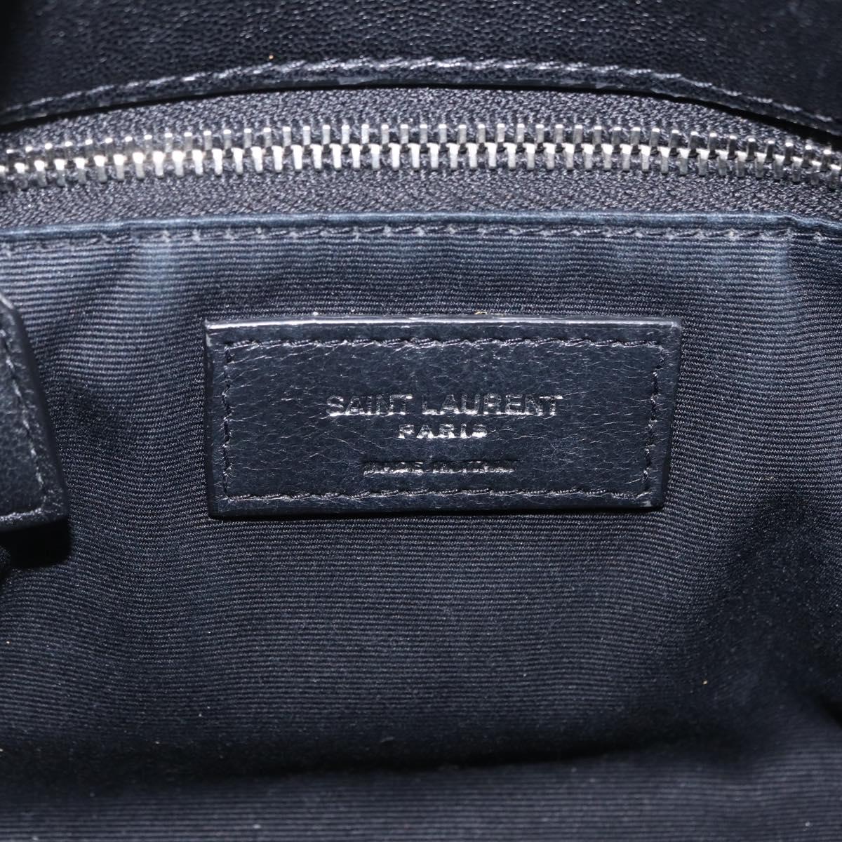 Saint Laurent Chain Lulu Shoulder Bag Leather Black Silver Auth 210788V