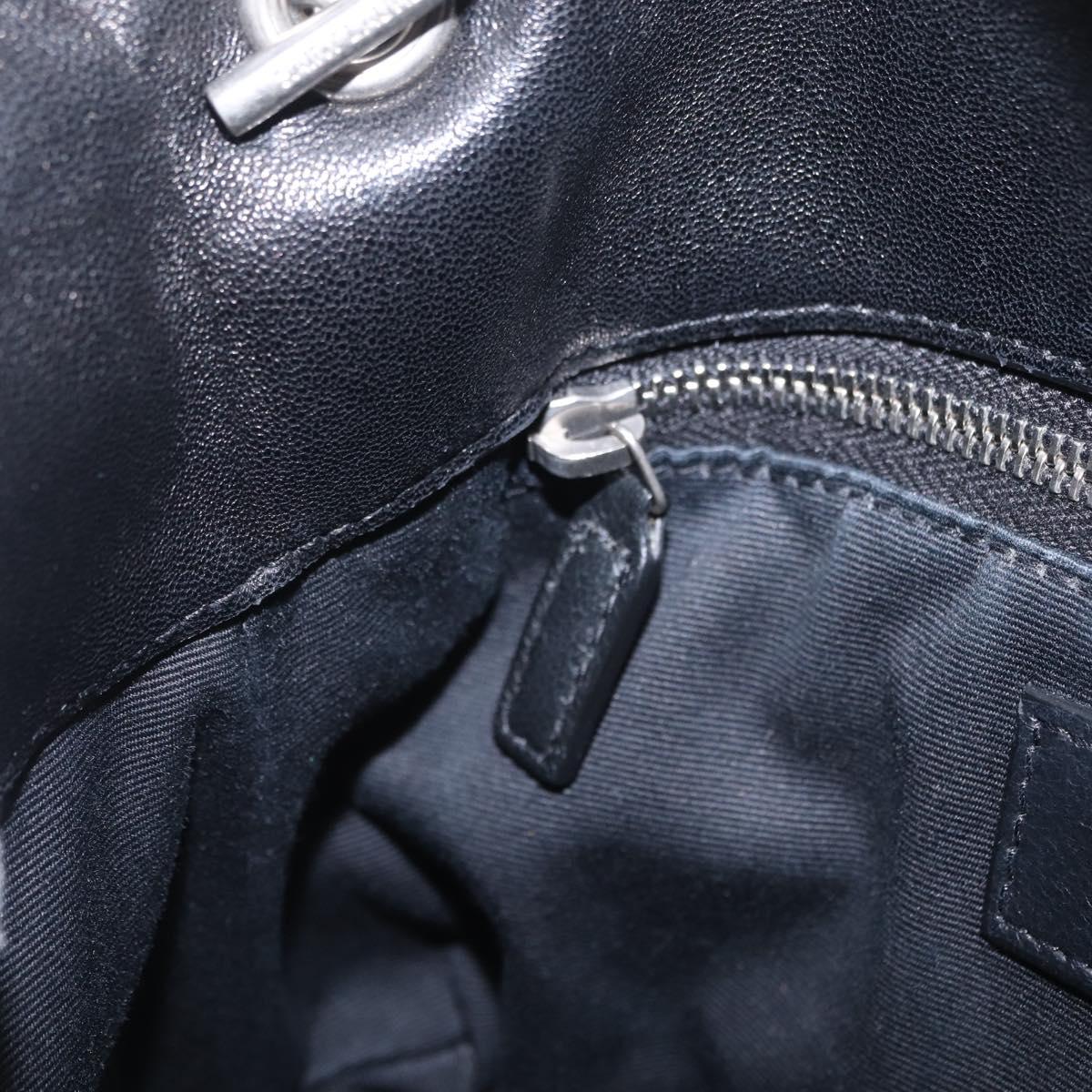 Saint Laurent Chain Lulu Shoulder Bag Leather Black Silver Auth 210788V
