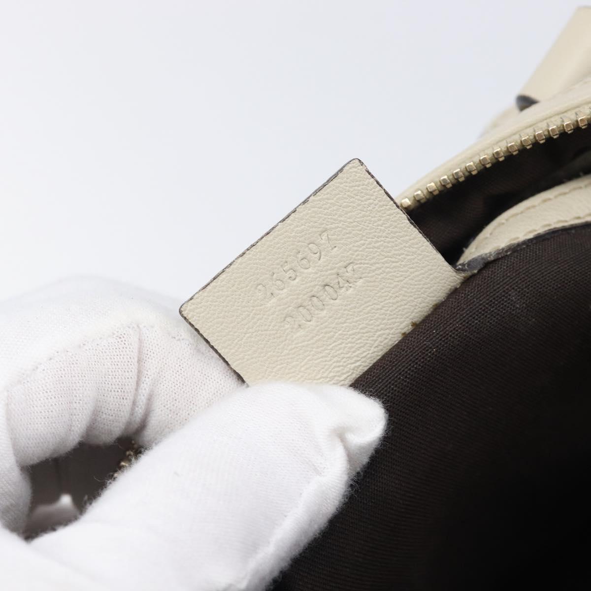 GUCCI Micro GG Canvas Guccissima Bag Leather Ivory Gold 265697 Auth 210790V