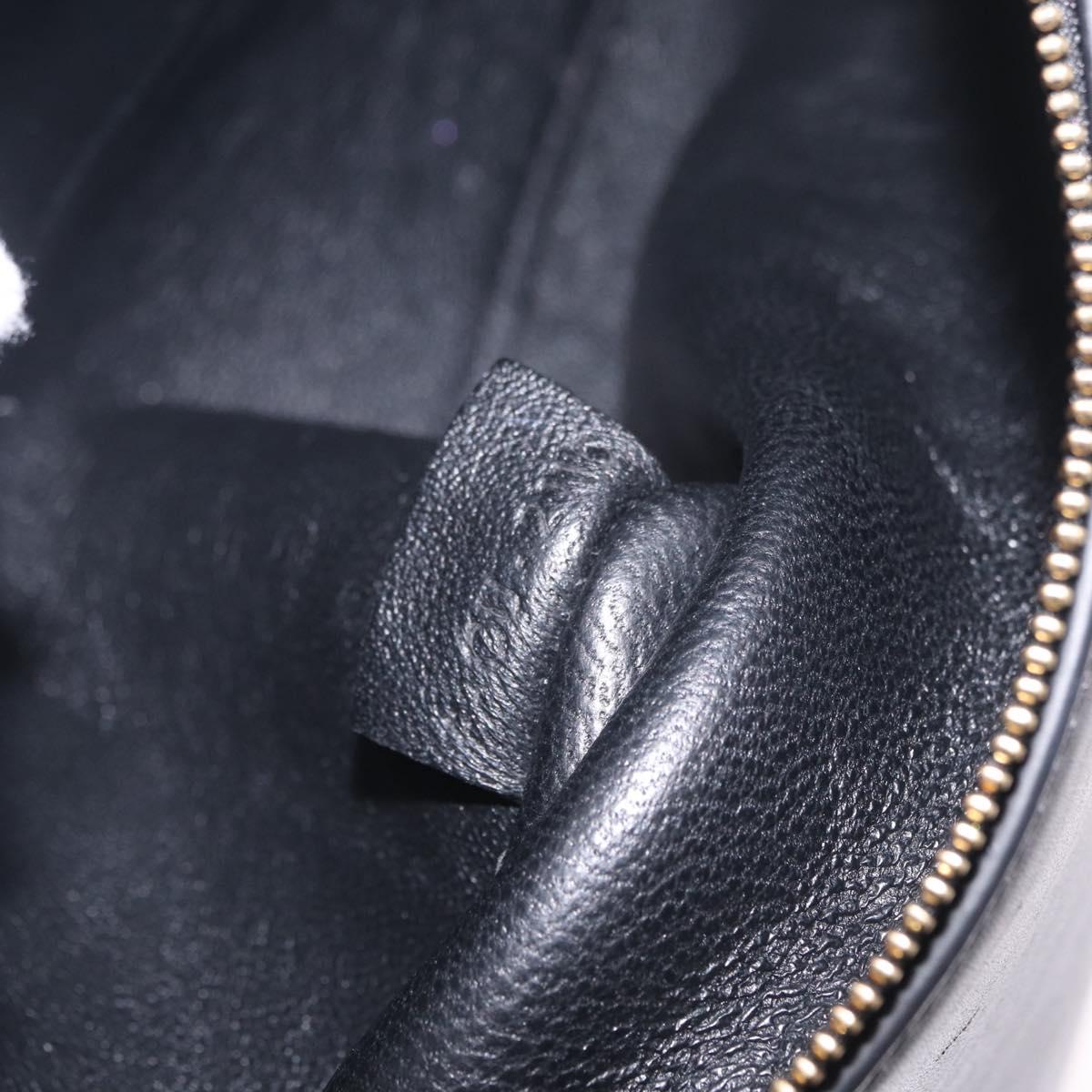 CELINE Trapeze Hand Bag Leather 2way Navy Gold Auth 210792V