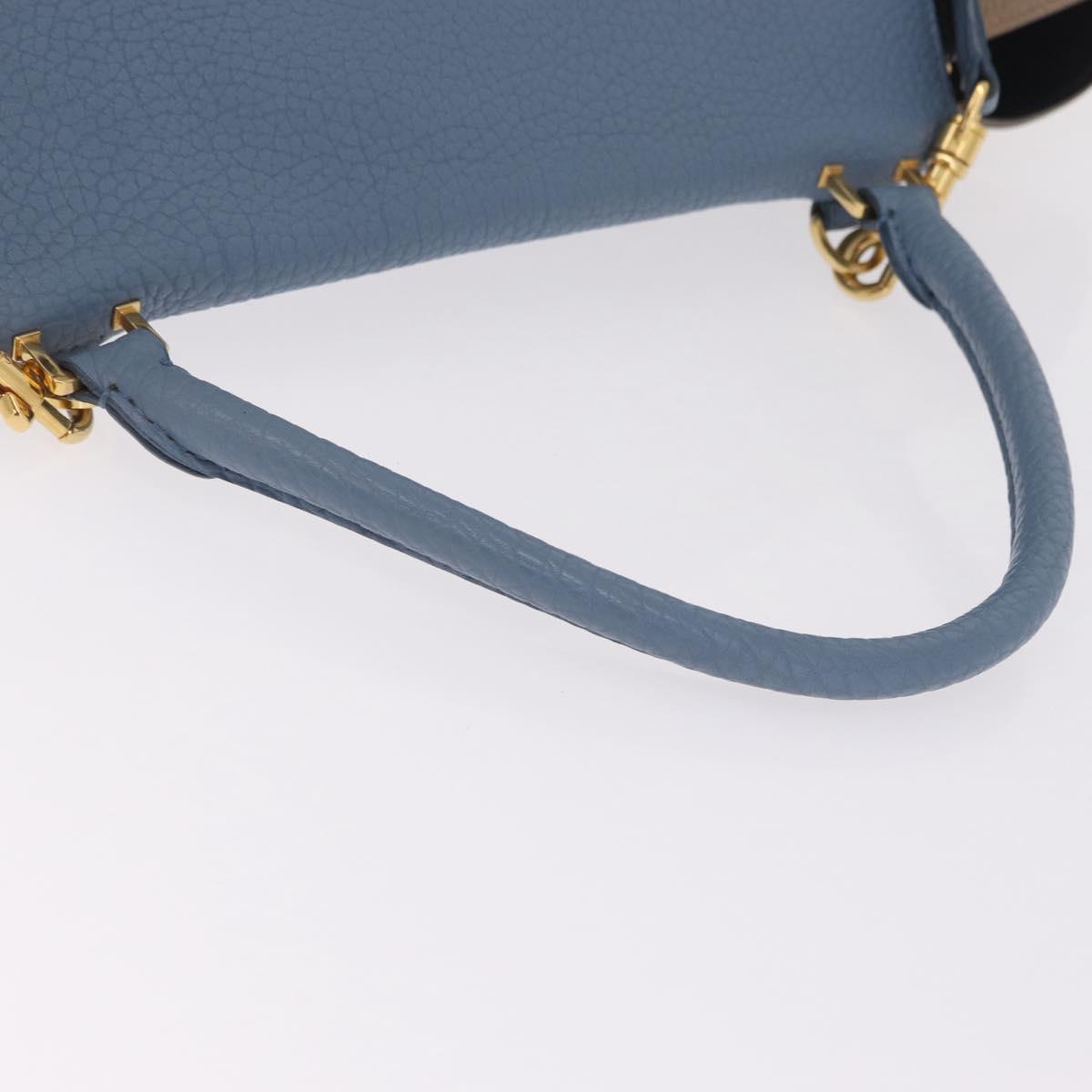 CELINE Trapeze Hand Bag Leather 2way Navy Gold Auth 210792V