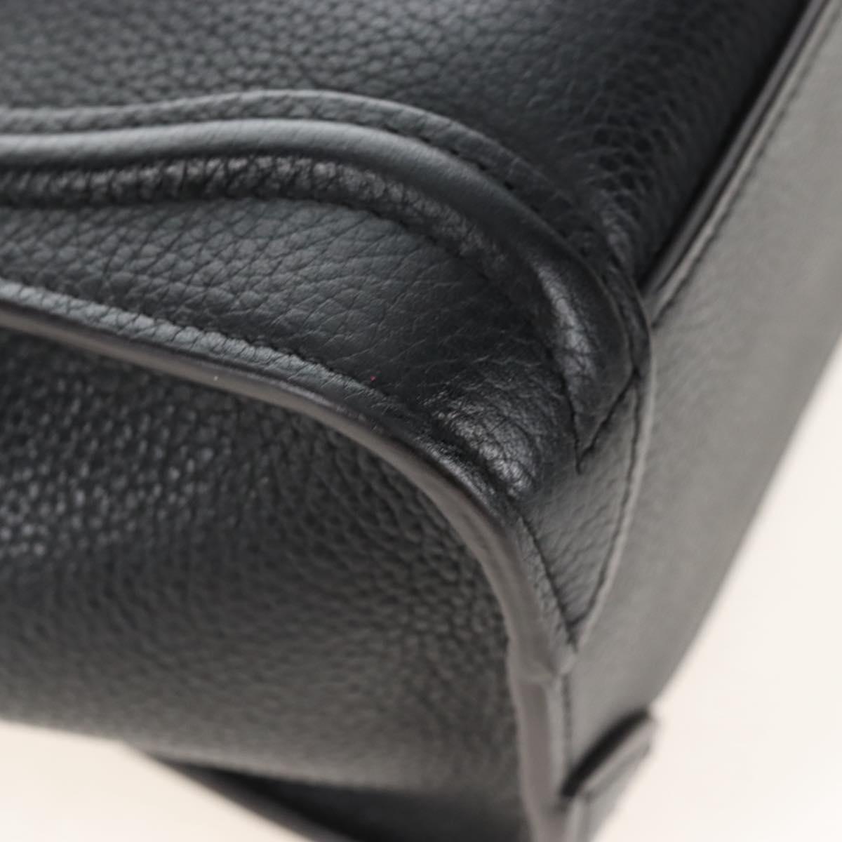 CELINE Luggage Nano Hand Bag Leather 2way Black Silver Auth 210812V