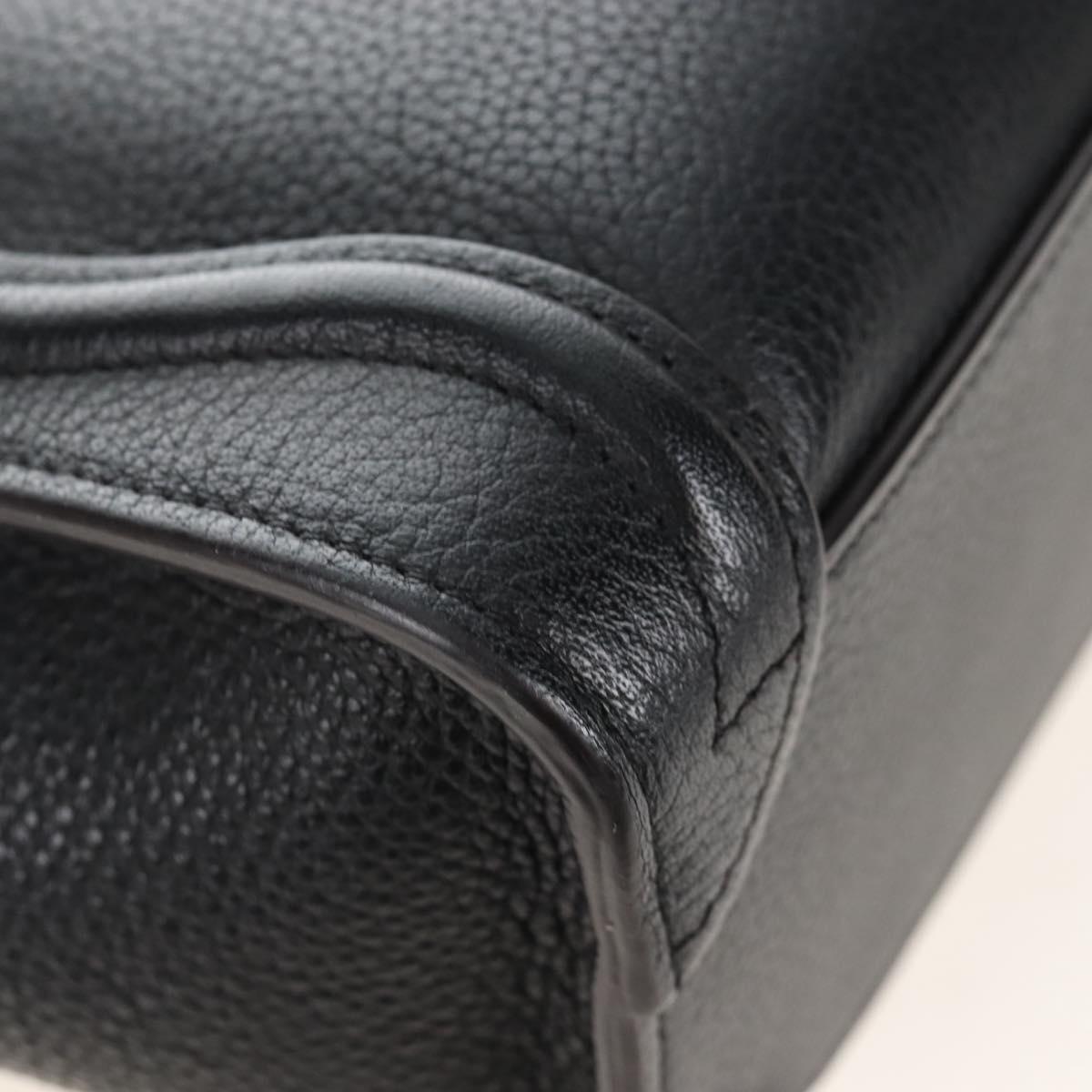 CELINE Luggage Nano Hand Bag Leather 2way Black Silver Auth 210812V