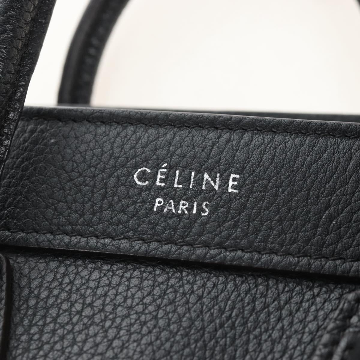 CELINE Luggage Nano Hand Bag Leather 2way Black Silver Auth 210812V