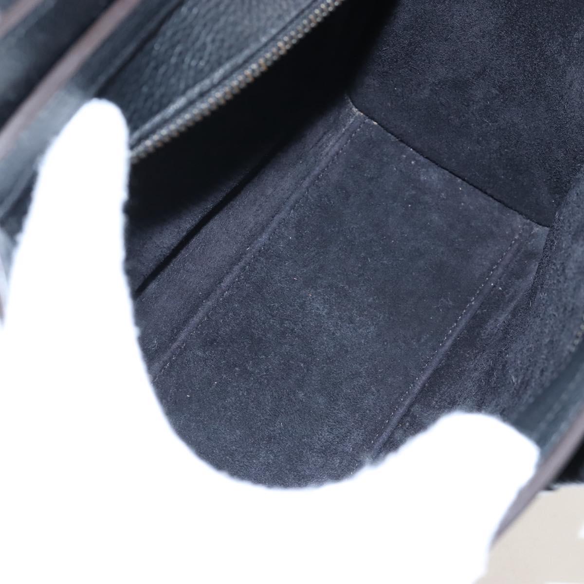 CELINE Luggage Nano Hand Bag Leather 2way Black Silver Auth 210812V