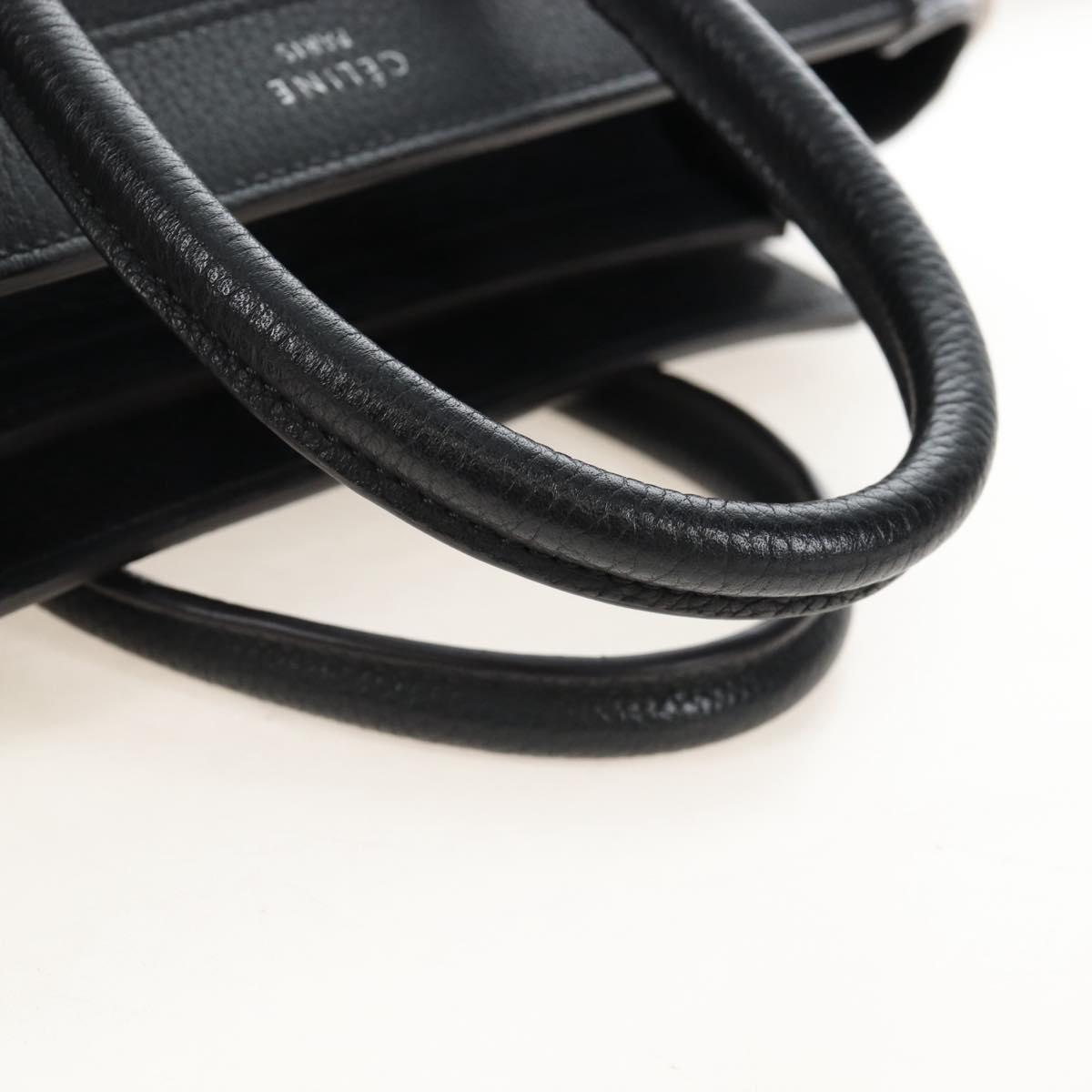 CELINE Luggage Nano Hand Bag Leather 2way Black Silver Auth 210812V