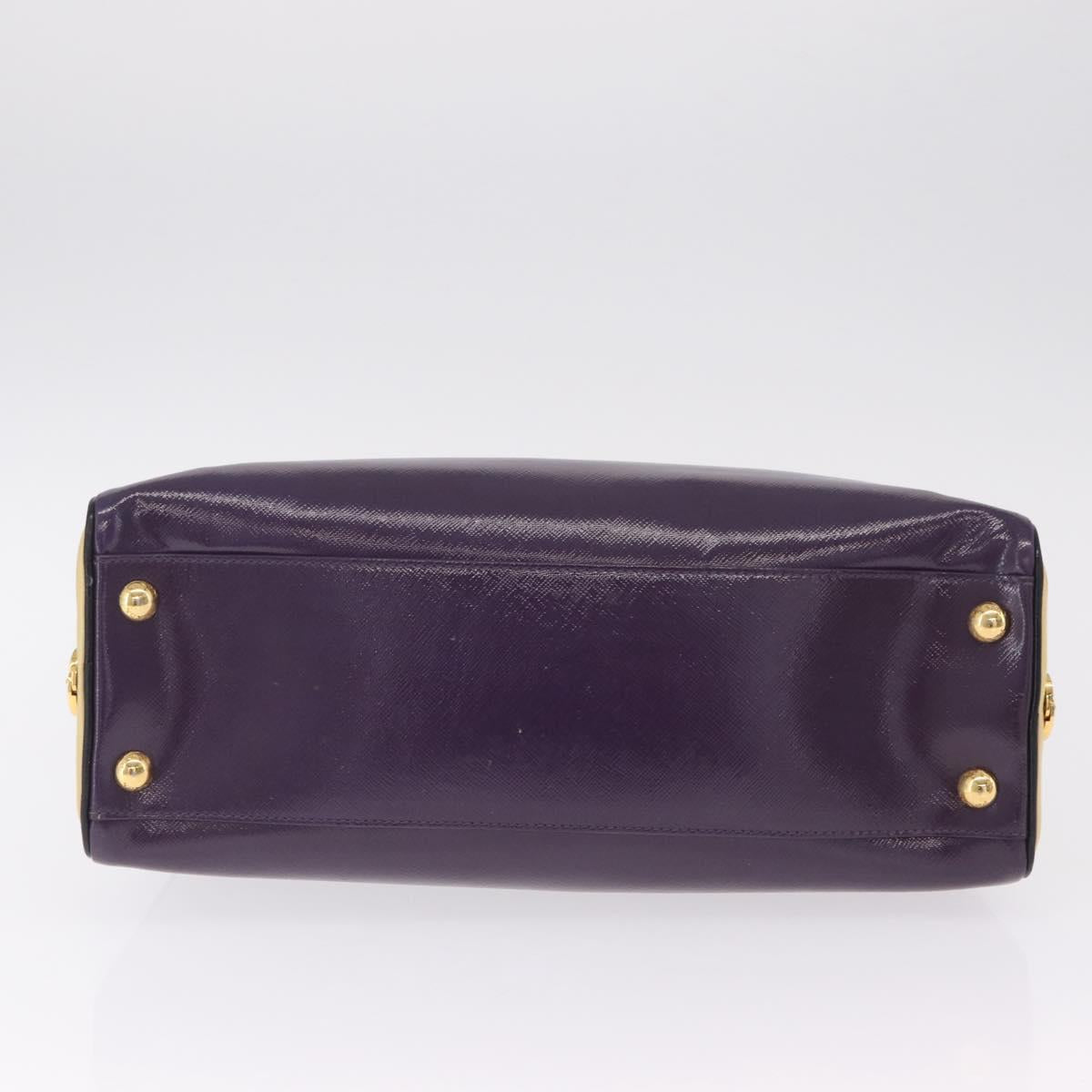 PRADA Hand Bag Saffiano leather Purple Gold Auth 210816A