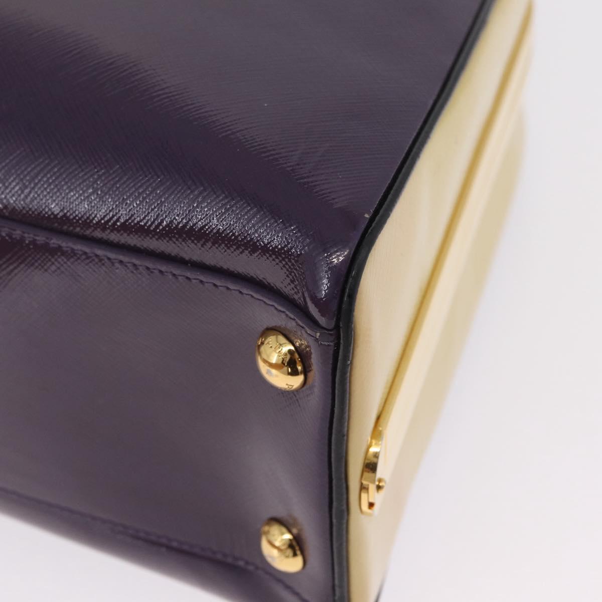 PRADA Hand Bag Saffiano leather Purple Gold Auth 210816A