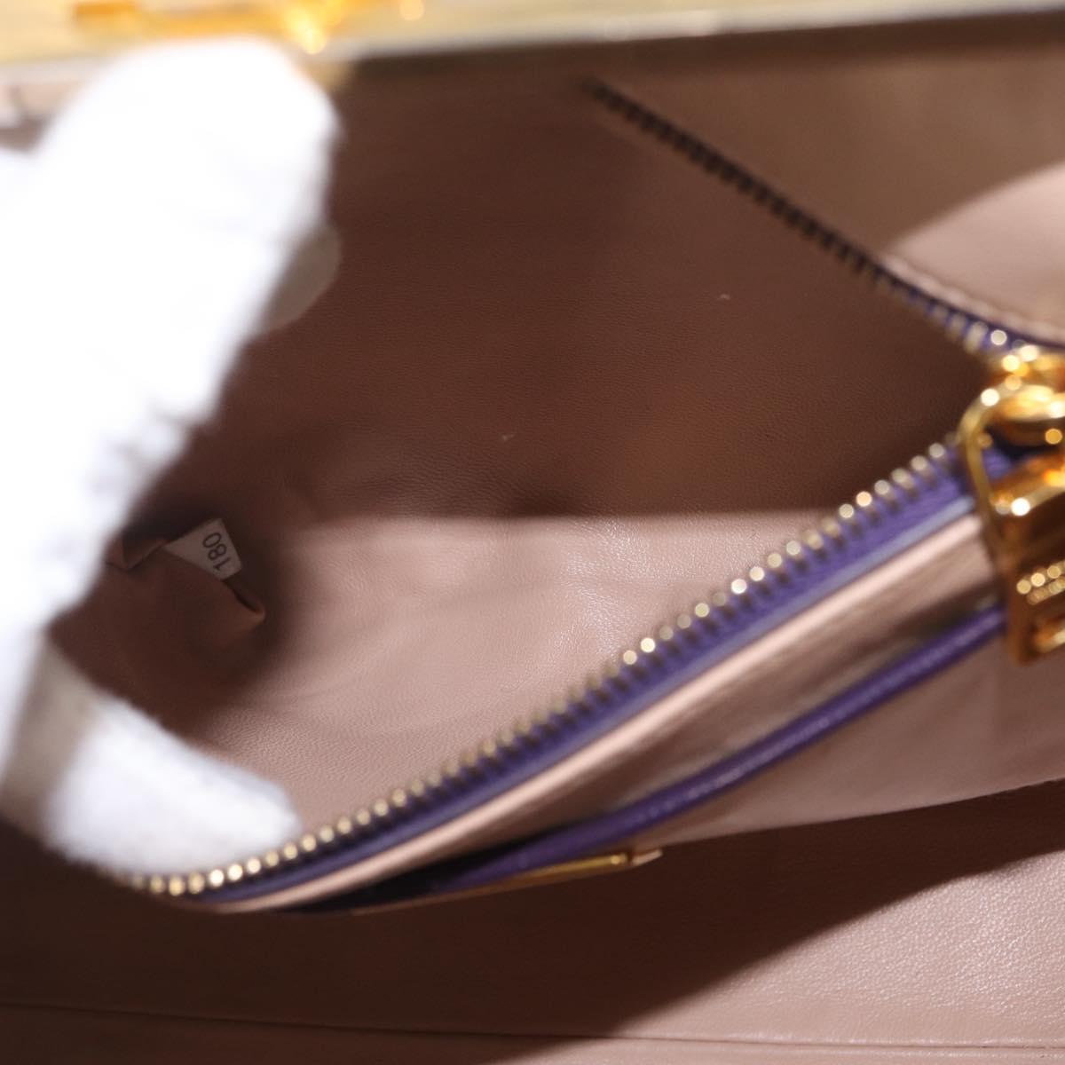 PRADA Hand Bag Saffiano leather Purple Gold Auth 210816A