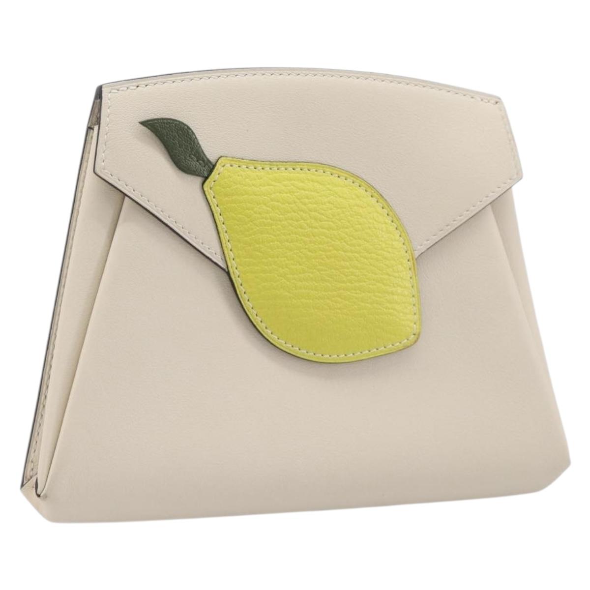 HERMES Tutti Frutti Pouch Leather Ivory Auth 210818SAM