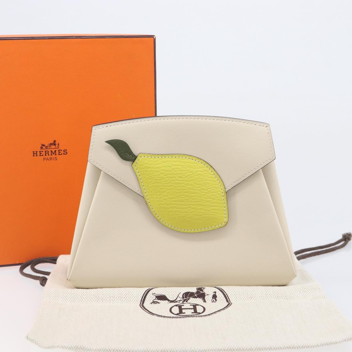 HERMES Tutti Frutti Pouch Leather Ivory Auth 210818SAM