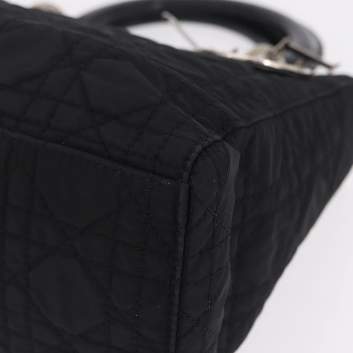 Christian Dior Lady Dior Canage Hand Bag Nylon Black Silver Auth 210819A