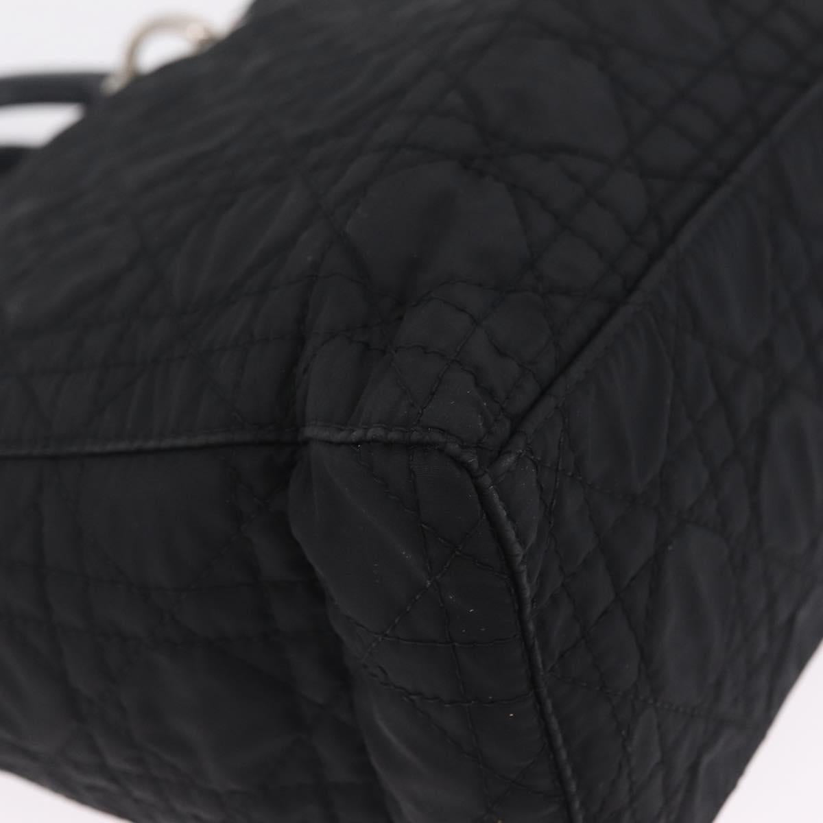 Christian Dior Lady Dior Canage Hand Bag Nylon Black Silver Auth 210819A