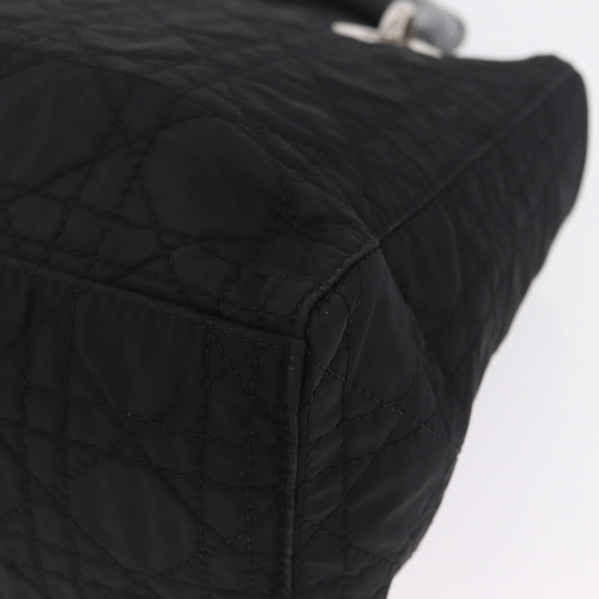 Christian Dior Lady Dior Canage Hand Bag Nylon Black Silver Auth 210819A