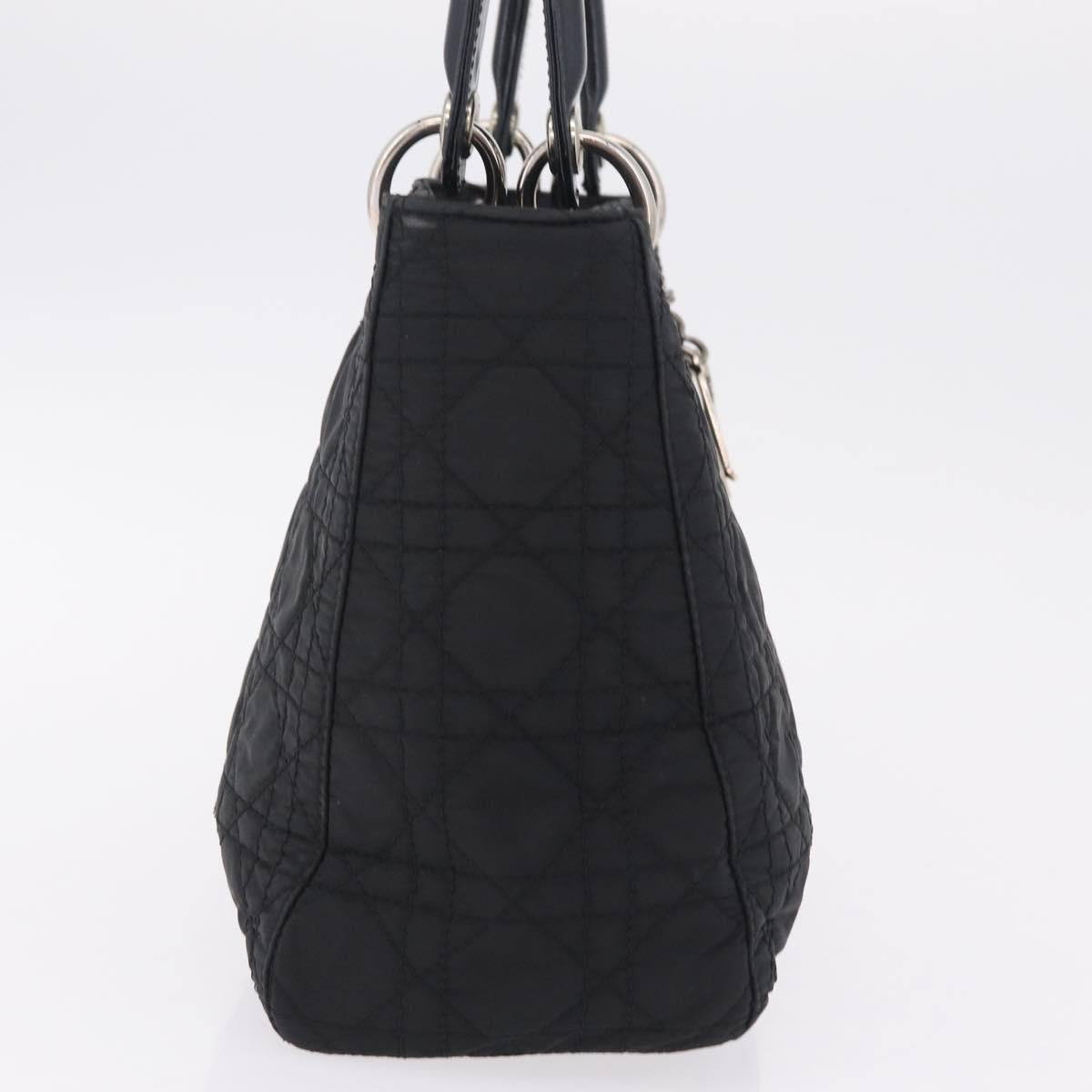 Christian Dior Lady Dior Canage Hand Bag Nylon Black Silver Auth 210819A