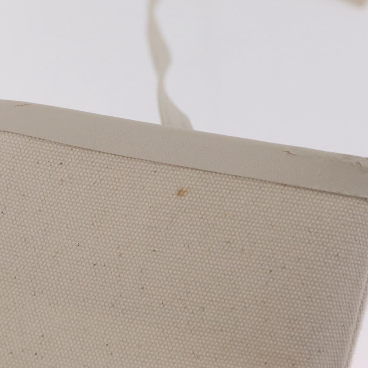 CELINE Hand Bag Canvas Ivory Silver Auth 210821A