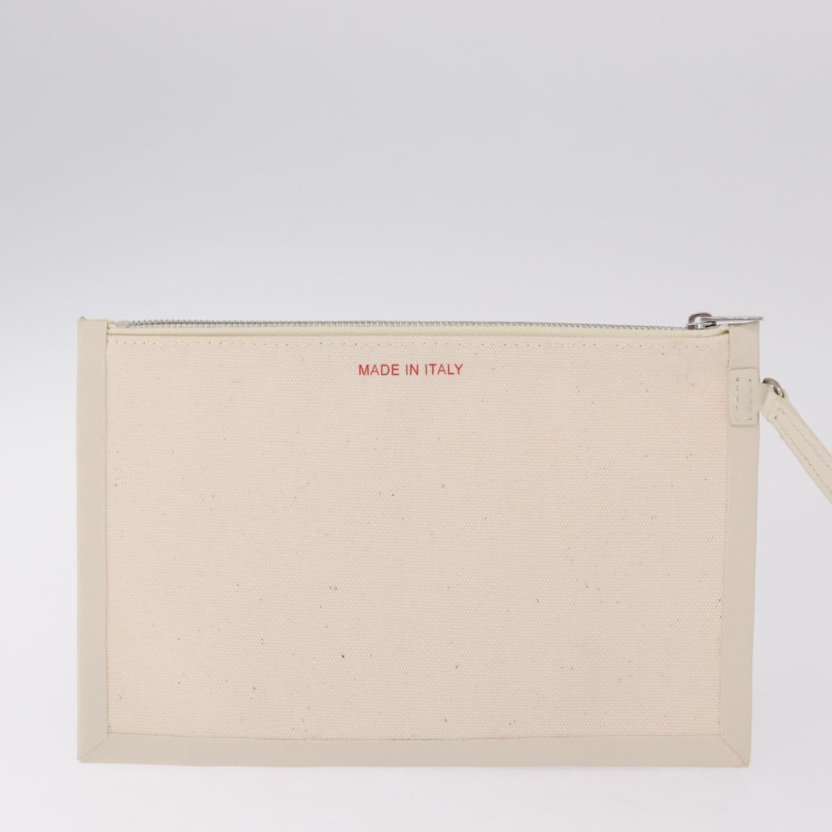 CELINE Hand Bag Canvas Ivory Silver Auth 210821A