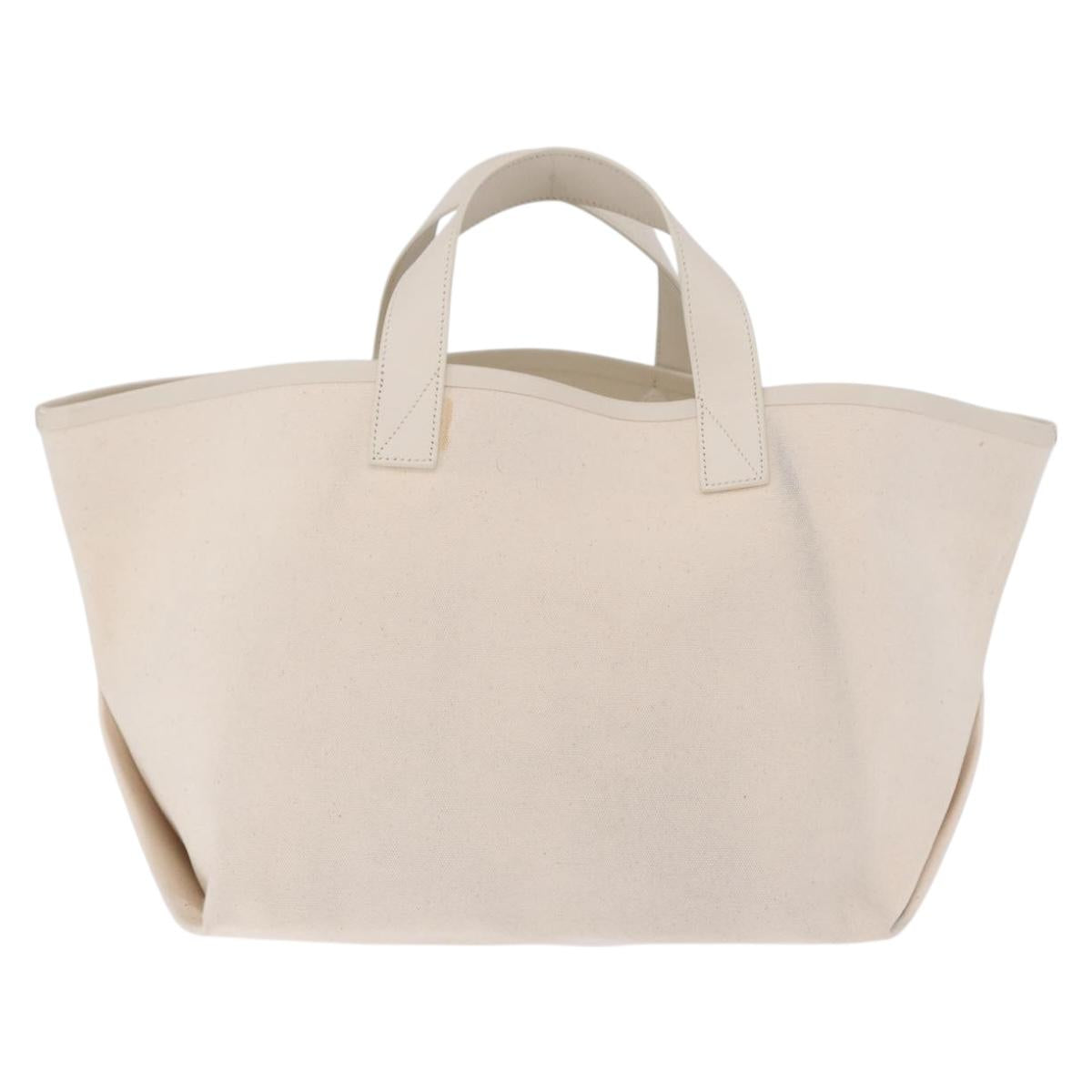 CELINE Hand Bag Canvas Ivory Silver Auth 210821A