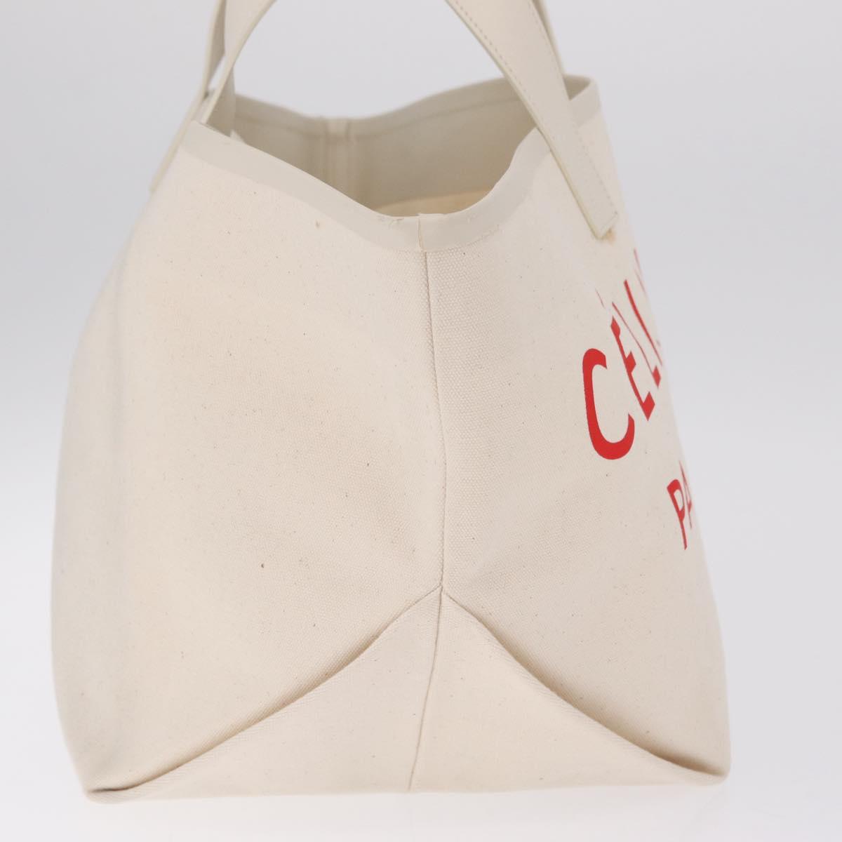CELINE Hand Bag Canvas Ivory Silver Auth 210821A