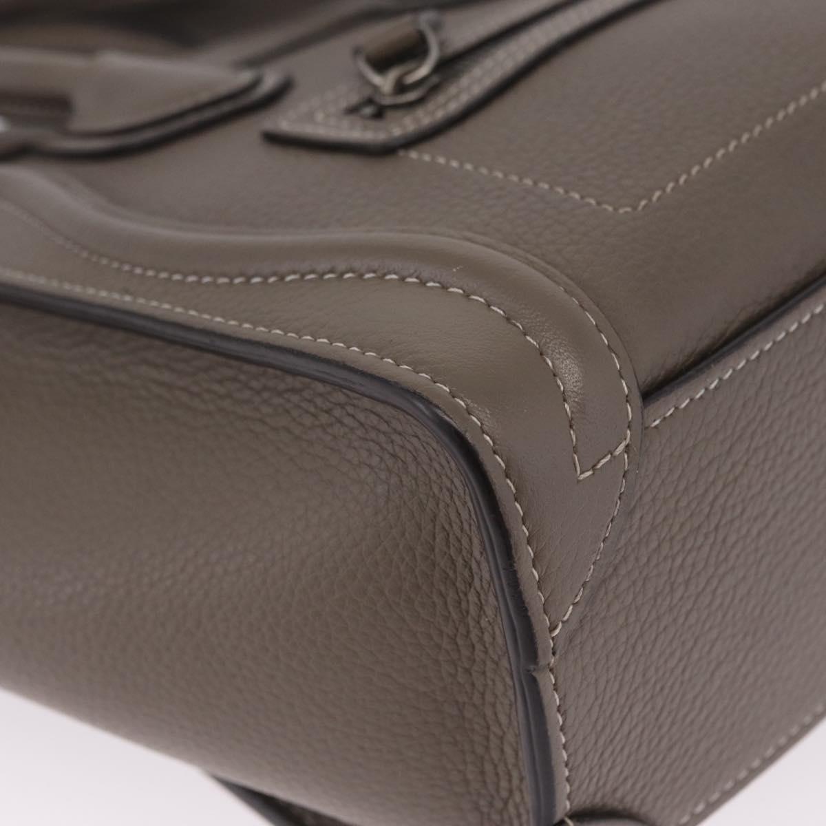CELINE Luggage Nano Shopper Hand Bag Leather 2way Gray Silver Auth 210837V