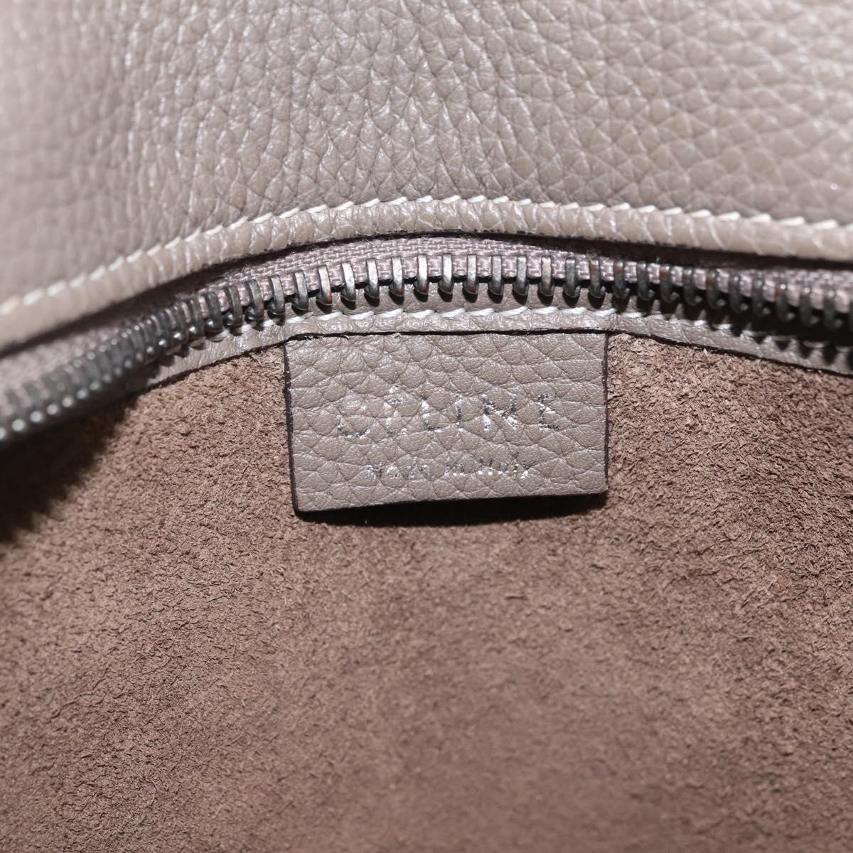 CELINE Luggage Nano Shopper Hand Bag Leather 2way Gray Silver Auth 210837V