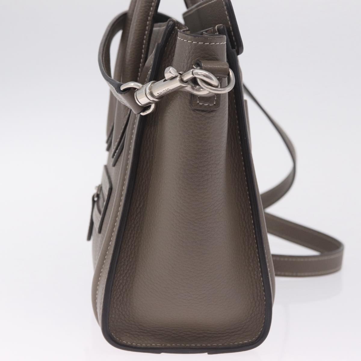 CELINE Luggage Nano Shopper Hand Bag Leather 2way Gray Silver Auth 210837V