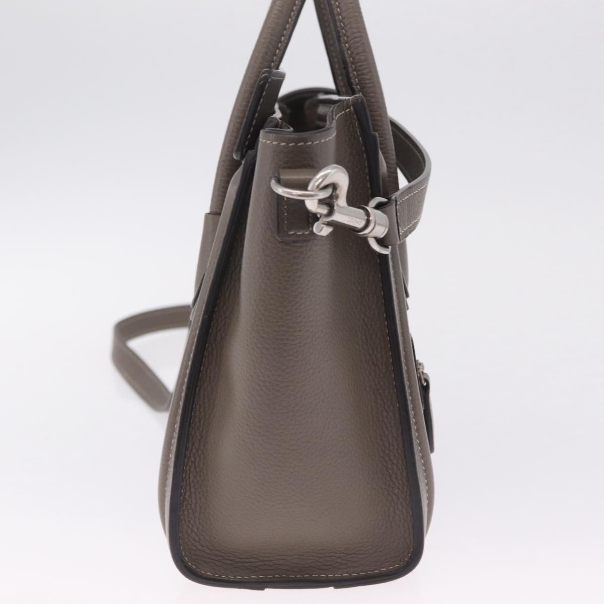 CELINE Luggage Nano Shopper Hand Bag Leather 2way Gray Silver Auth 210837V