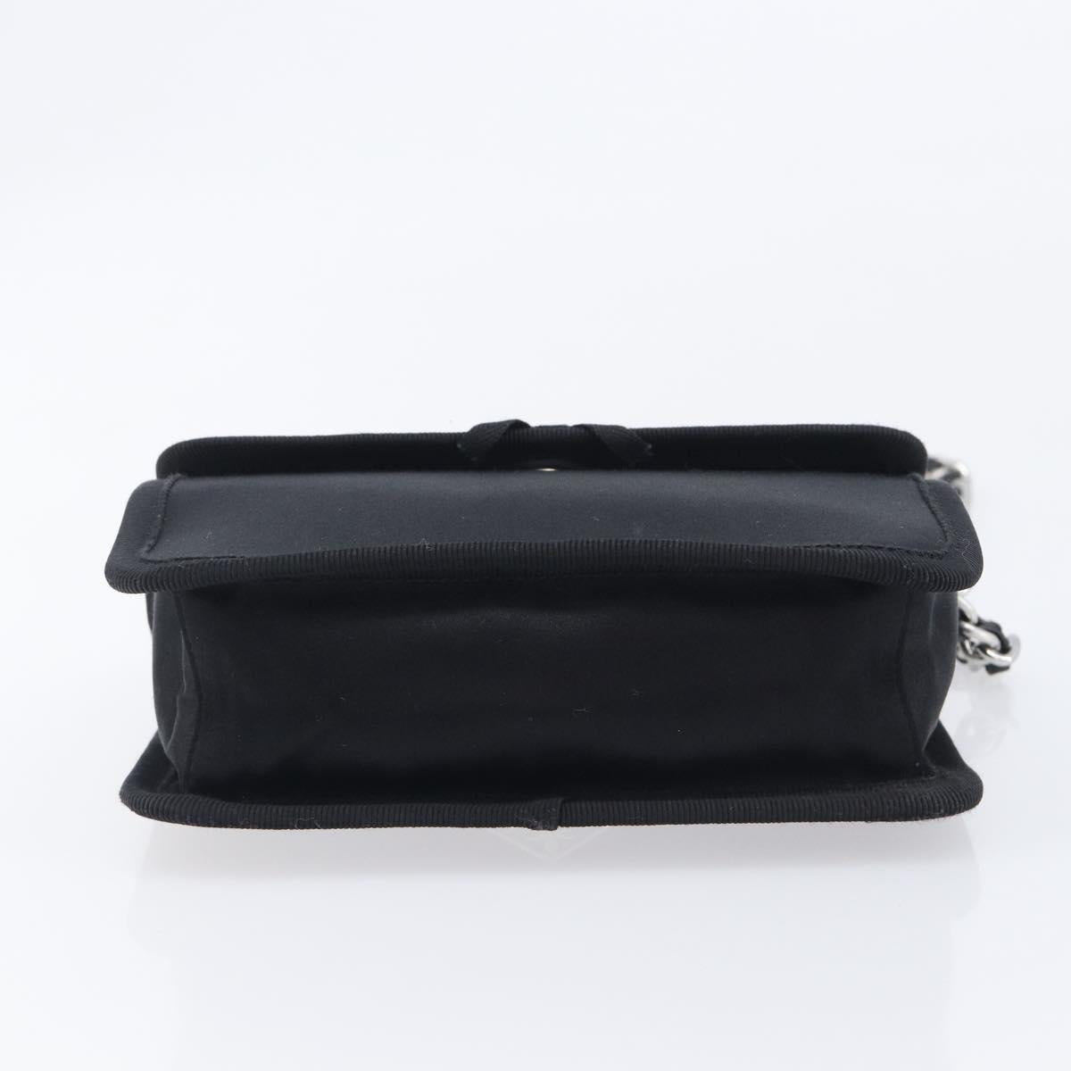 PRADA Chain Shoulder Bag Satin Black Silver Auth 210840V