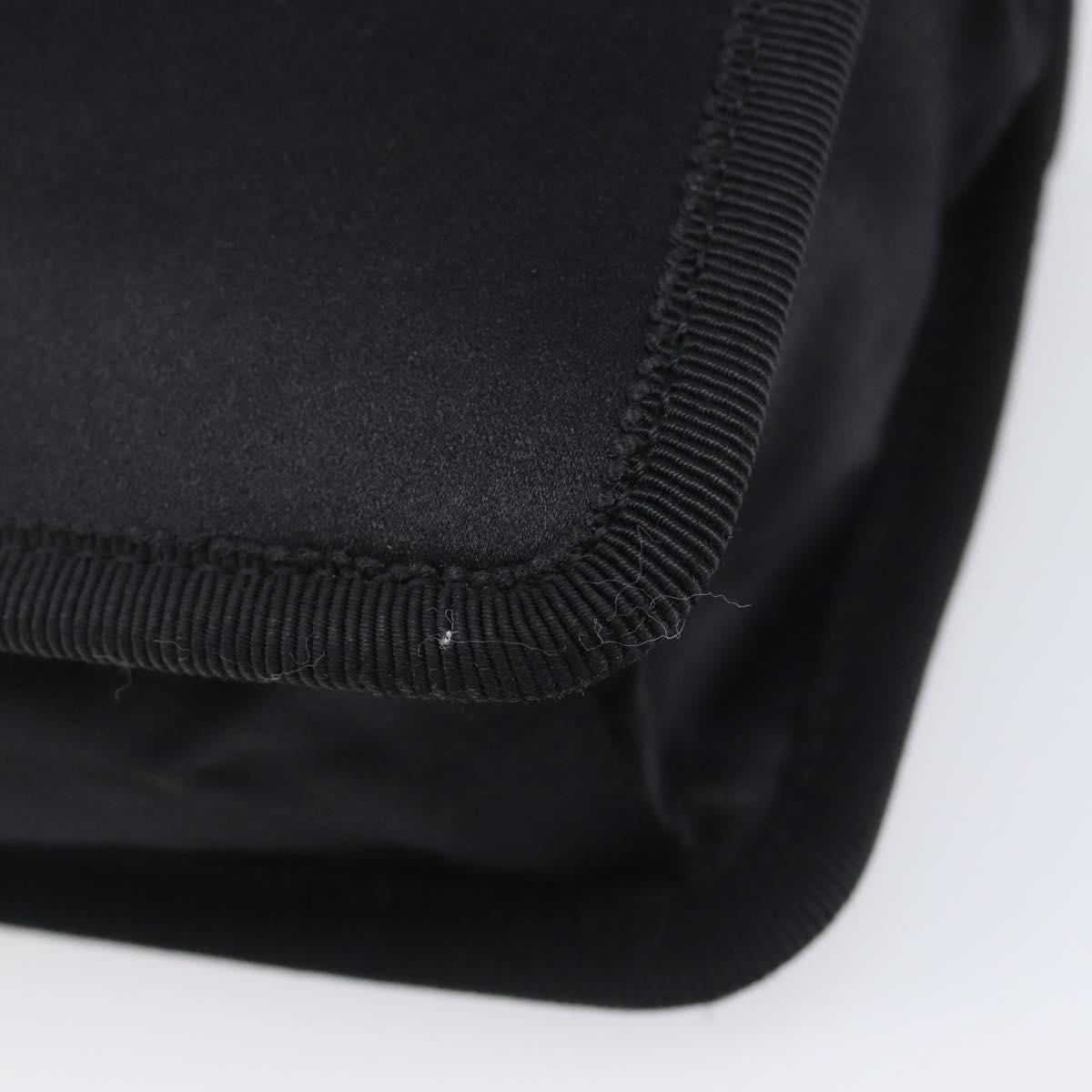 PRADA Chain Shoulder Bag Satin Black Silver Auth 210840V