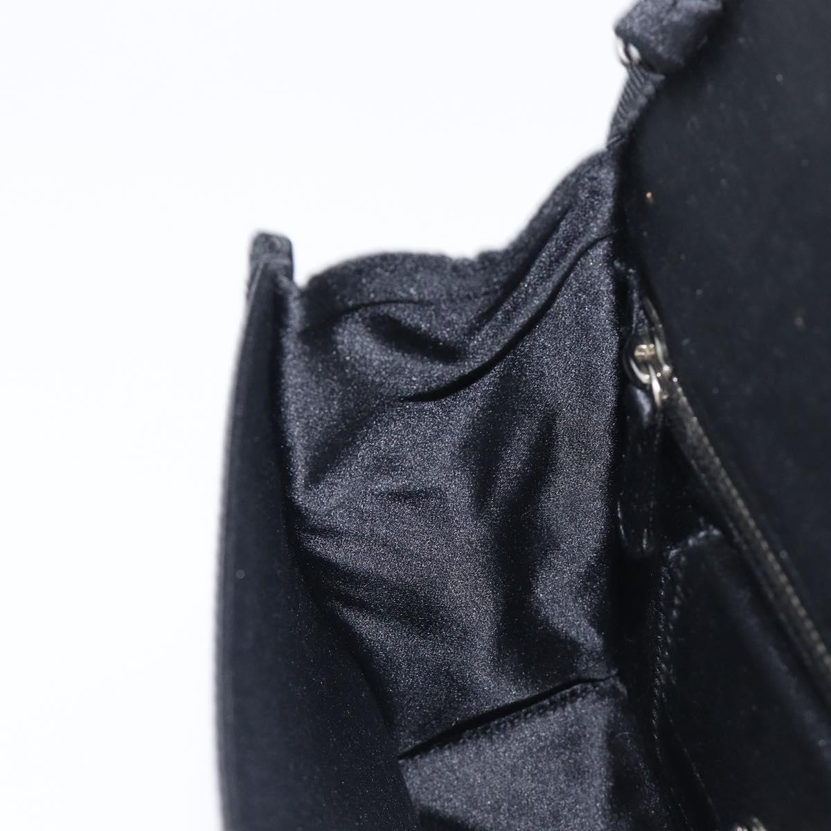 PRADA Chain Shoulder Bag Satin Black Silver Auth 210840V