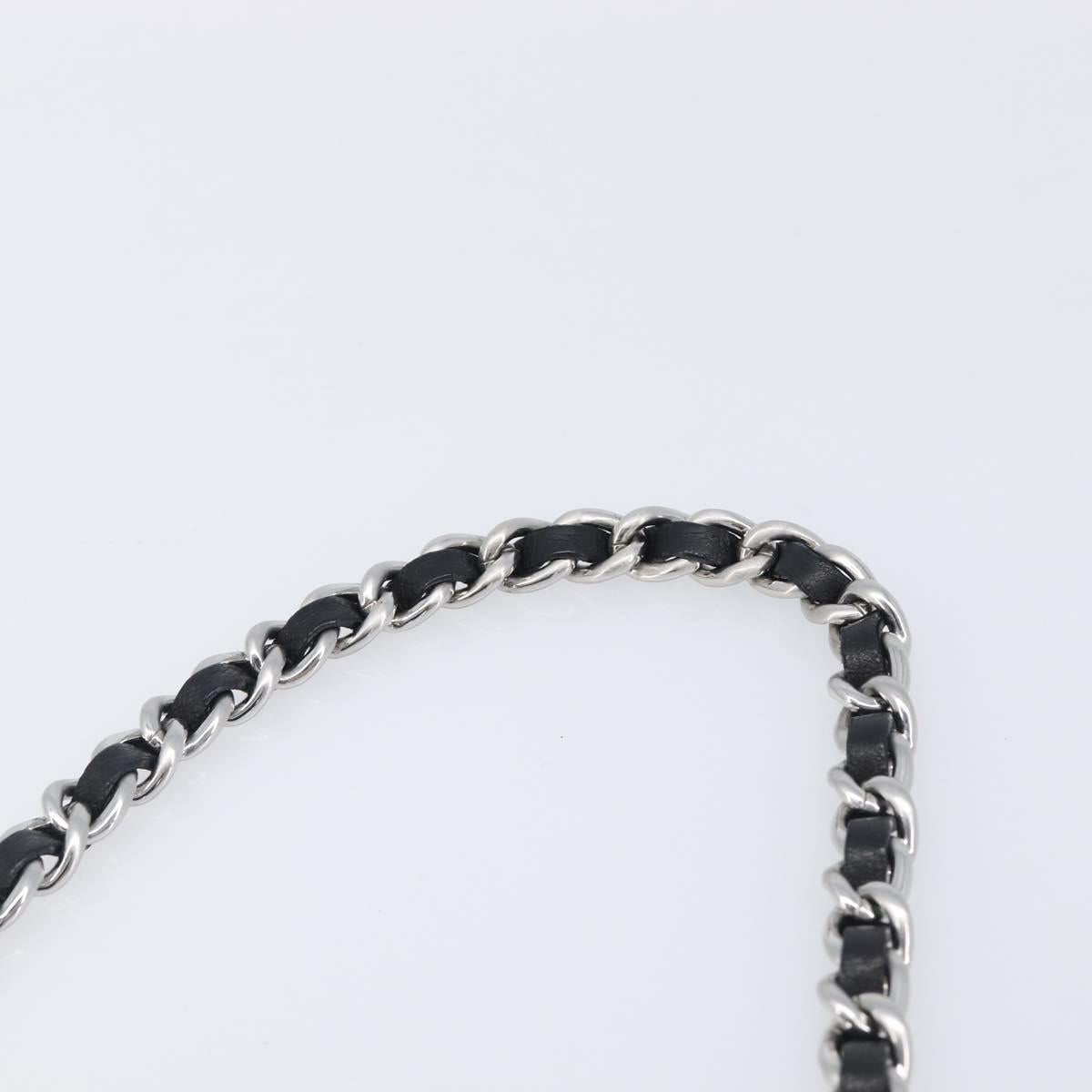 PRADA Chain Shoulder Bag Satin Black Silver Auth 210840V