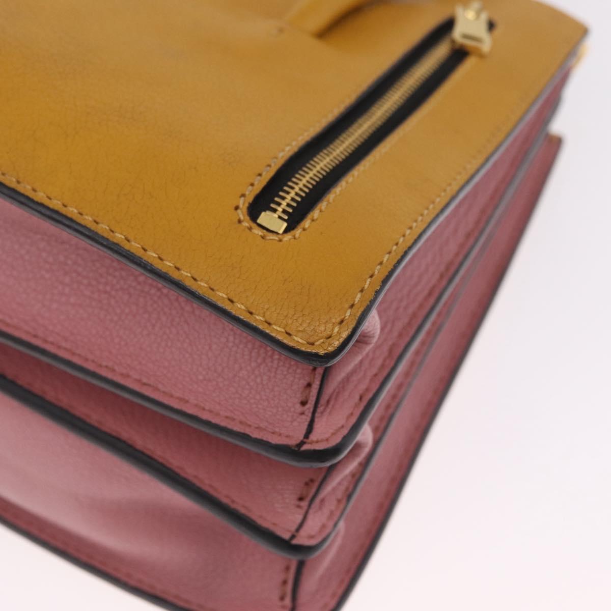 Miu Miu Madras Hand Bag Leather 2way Yellow Gold Auth 210842A