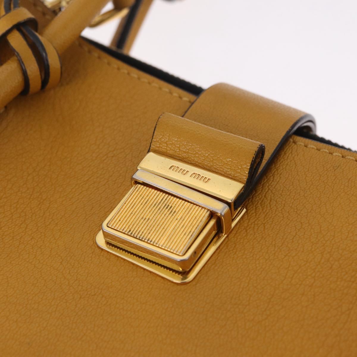 Miu Miu Madras Hand Bag Leather 2way Yellow Gold Auth 210842A