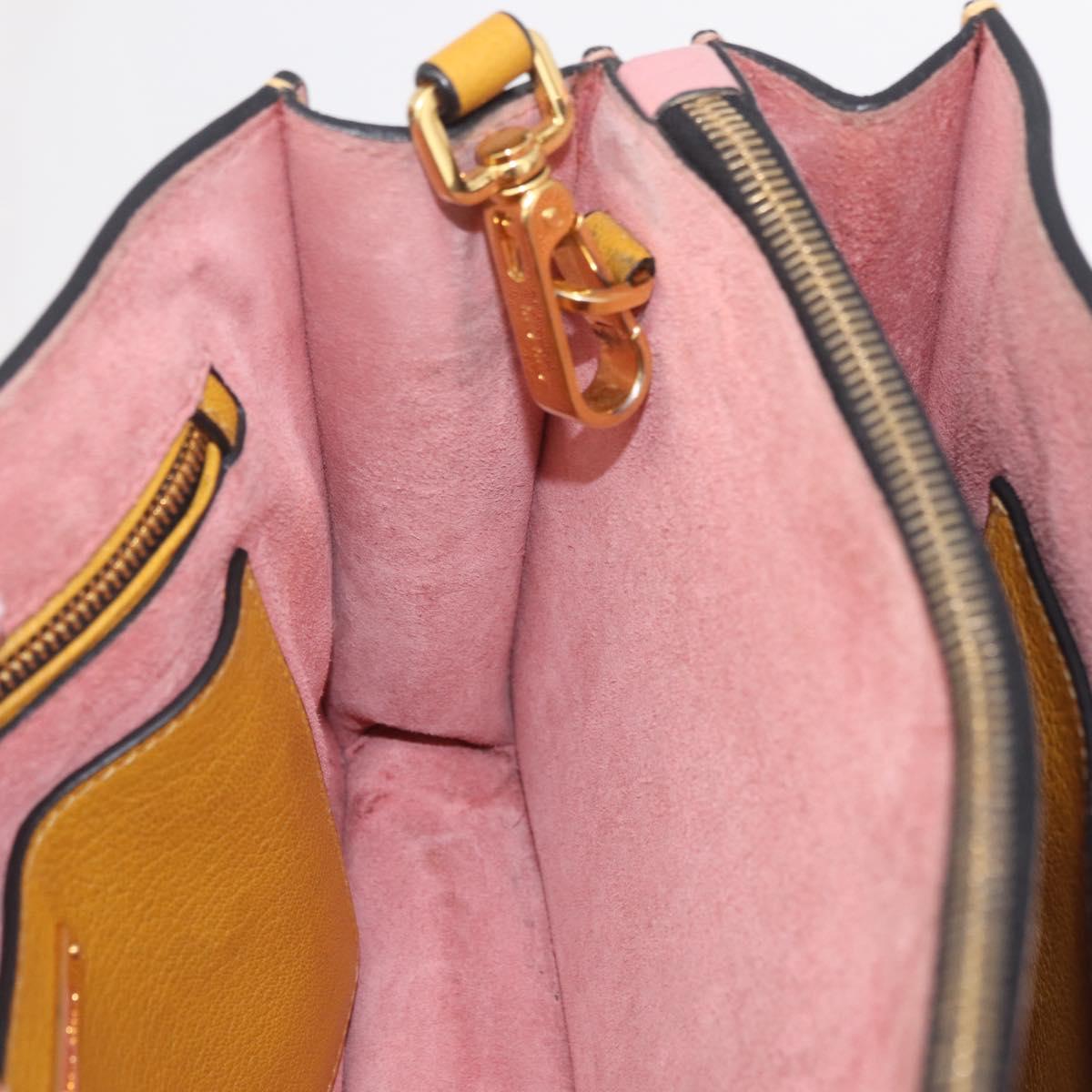 Miu Miu Madras Hand Bag Leather 2way Yellow Gold Auth 210842A