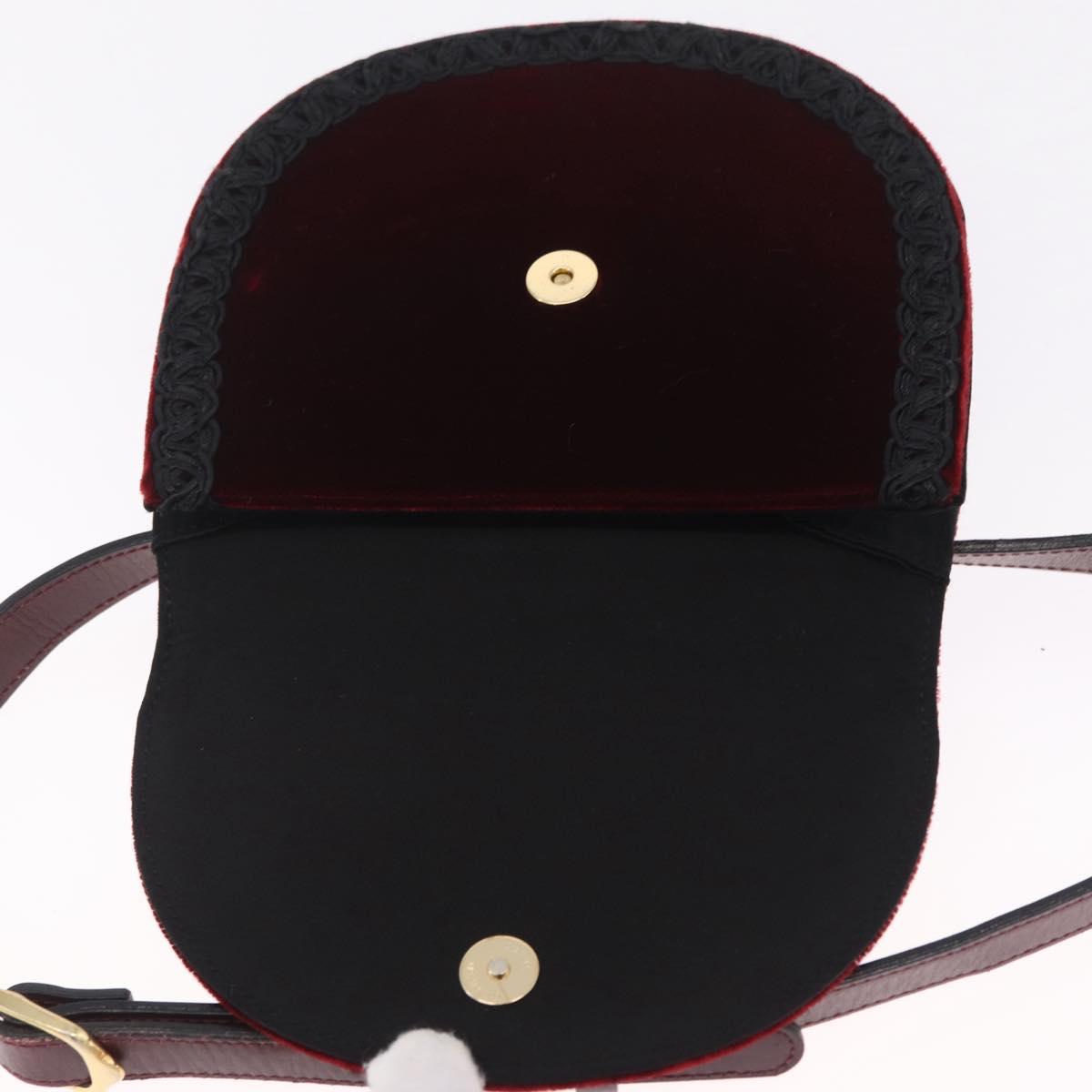 Saint Laurent Waist bag Velor Bordeaux Gold Auth 210843A