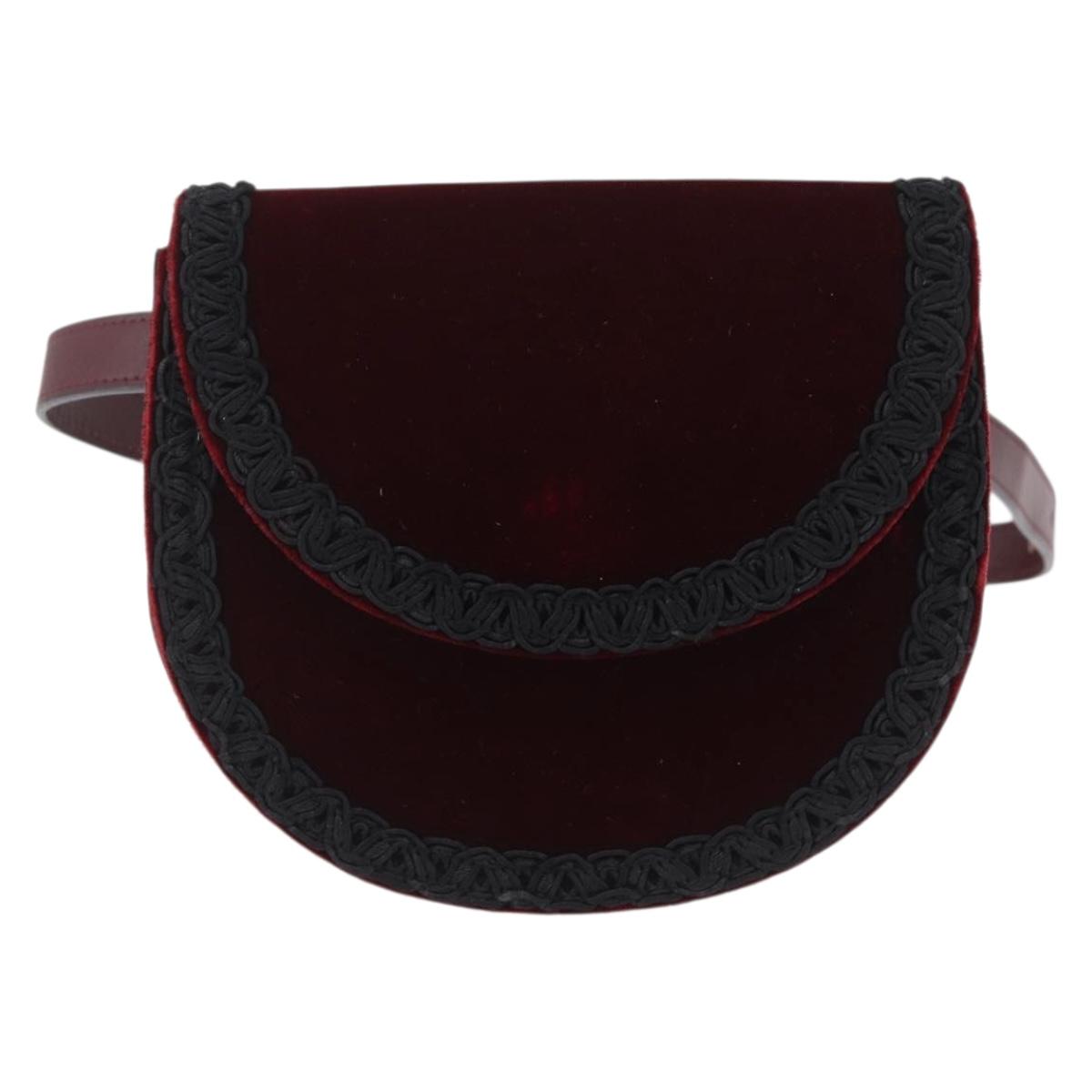Saint Laurent Waist bag Velor Bordeaux Gold Auth 210843A